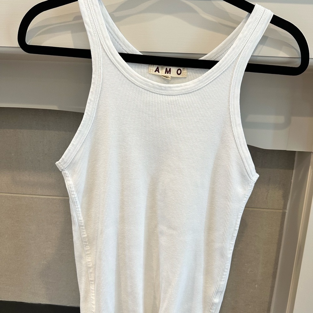 AMO Classic White Ribbed Top